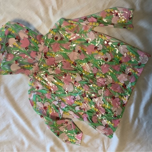 Flowers and lady bug hooded rain coat. Size 24 months. - Picture 4 of 5
